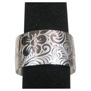 Inox Women's Polished and Satin Stainless Steel Textured Cuff Bracelet